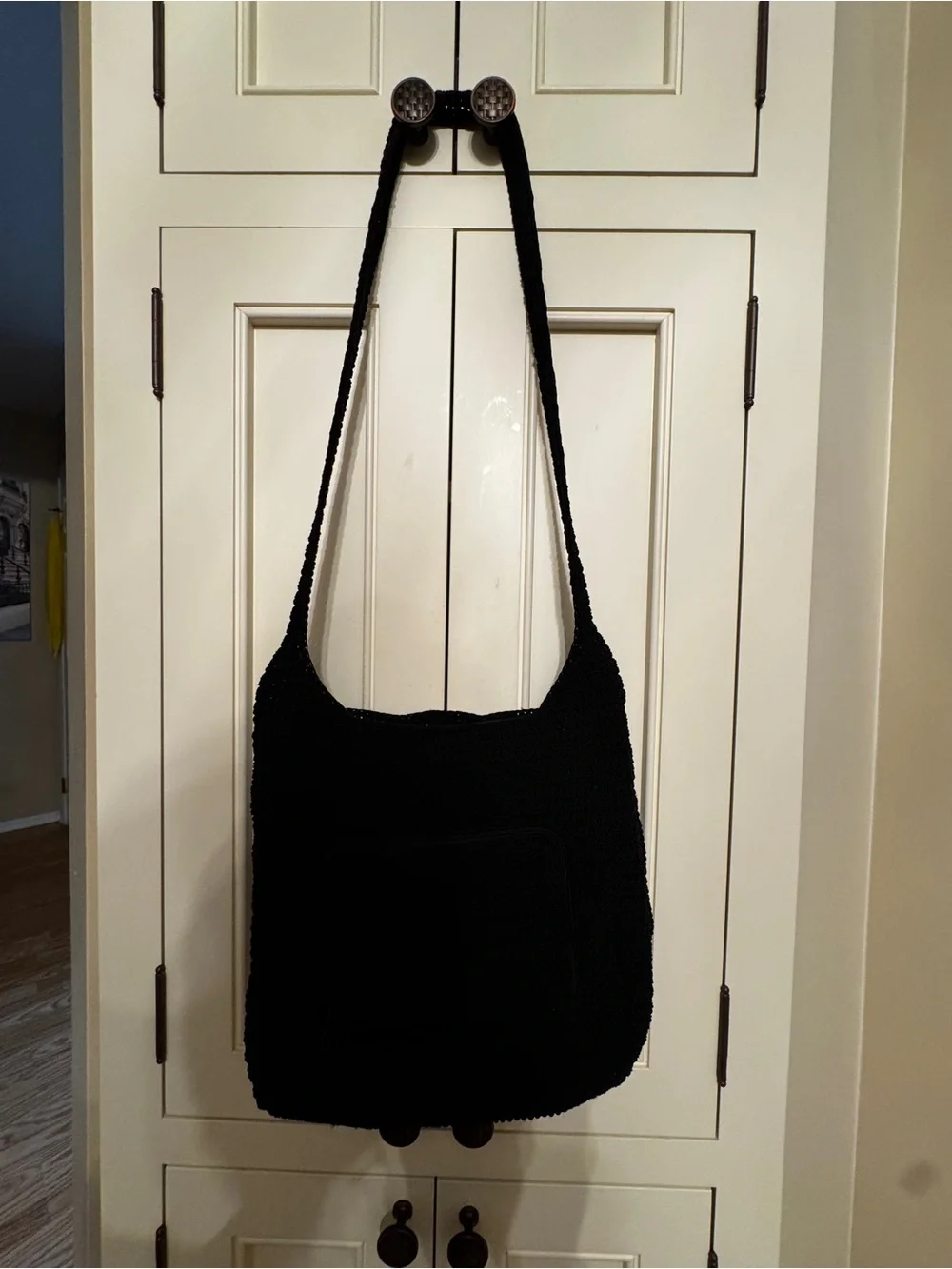 Black Knit Crossbody Shoulder Bag - Unbranded